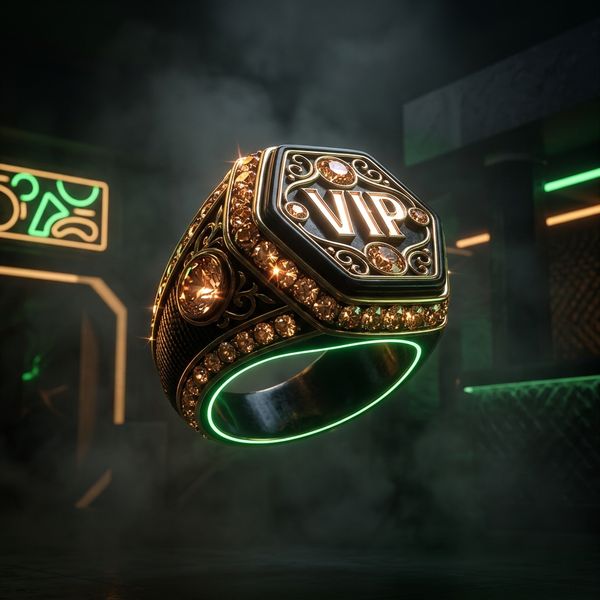 Ornate VIP ring with gems rotating slowly